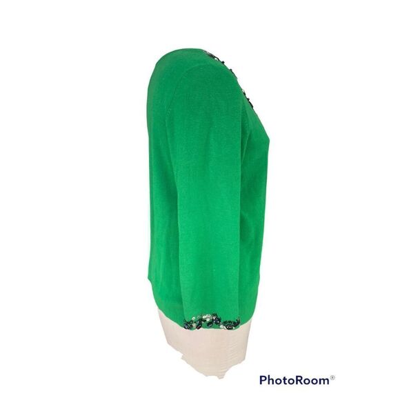 Ruby Rd. Women’s Sequin Trim Top Kelly Green Sz. XL 3/4 Length Sleeves - Picture 4 of 7